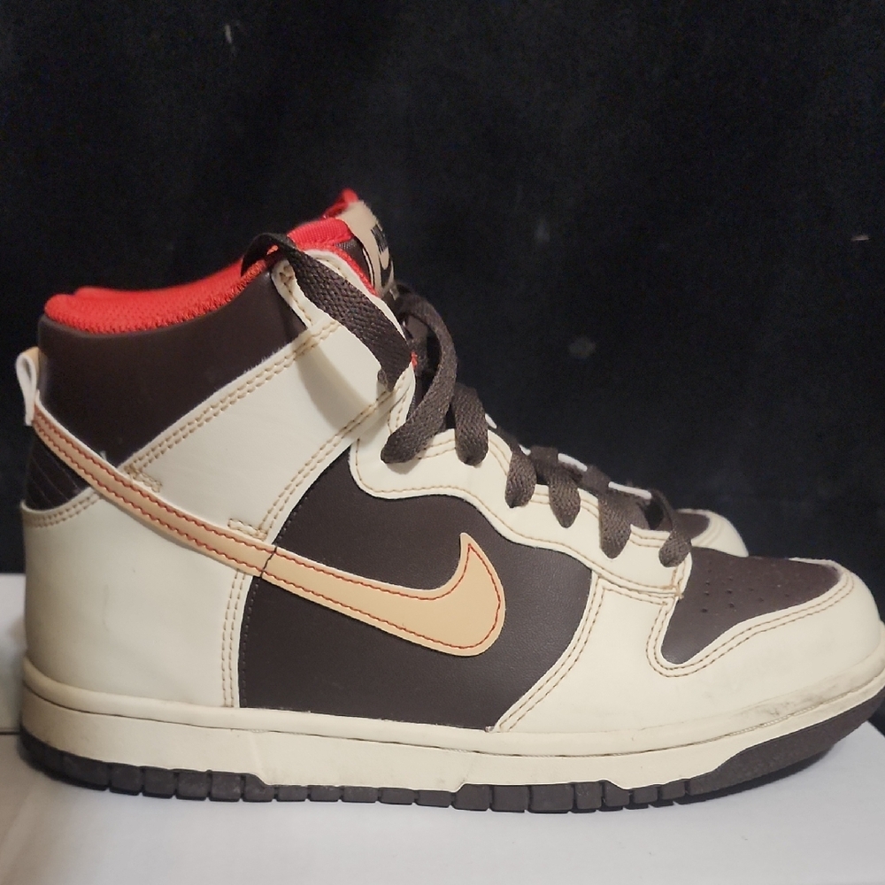 Nike High-Top Sneakers - Brown, Cream, and Red
